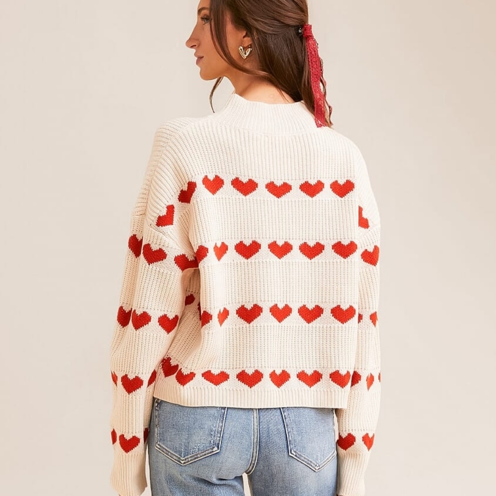 ARULA Cream and Red Heart Sweater - Picture 3 of 4